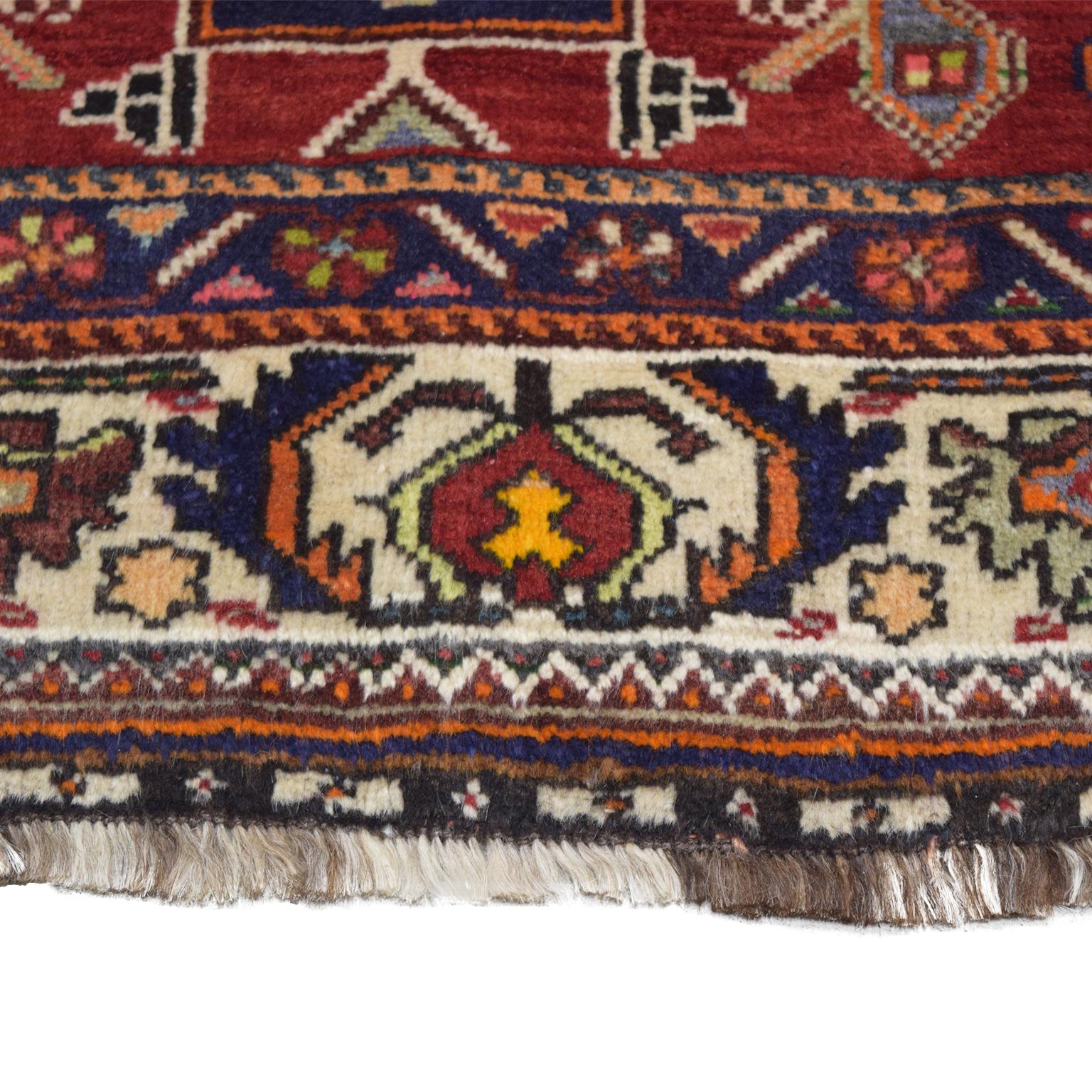 Vintage 1930s Wool Persian Kashkouli Tribal Rug, 4' x 6' For Sale 1