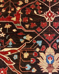 Transitional Red, Brown, Blue, and Tan Hand-knotted Persian Carpet, 4' x 6'