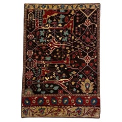 Transitional Red, Brown, Blue, and Tan Hand-knotted Persian Carpet, 4' x 6'