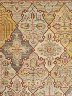 Tribal Persian Bakhtiari Carpet, Red, Taupe, and Gold, Wool, 10’ x 14’