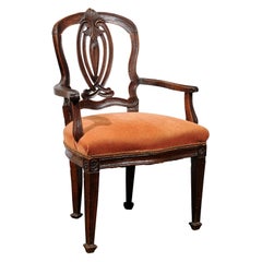 Transitional Rococo / Neoclassical Armchair in Walnut, Italy, circa 1780