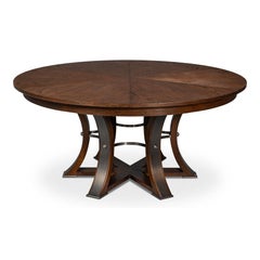 Transitional Round Dining Table, Large - Warm Brown Oak