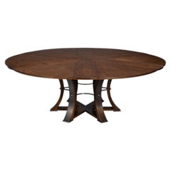Transitional Round Dining Table, Large - Warm Brown Oak
