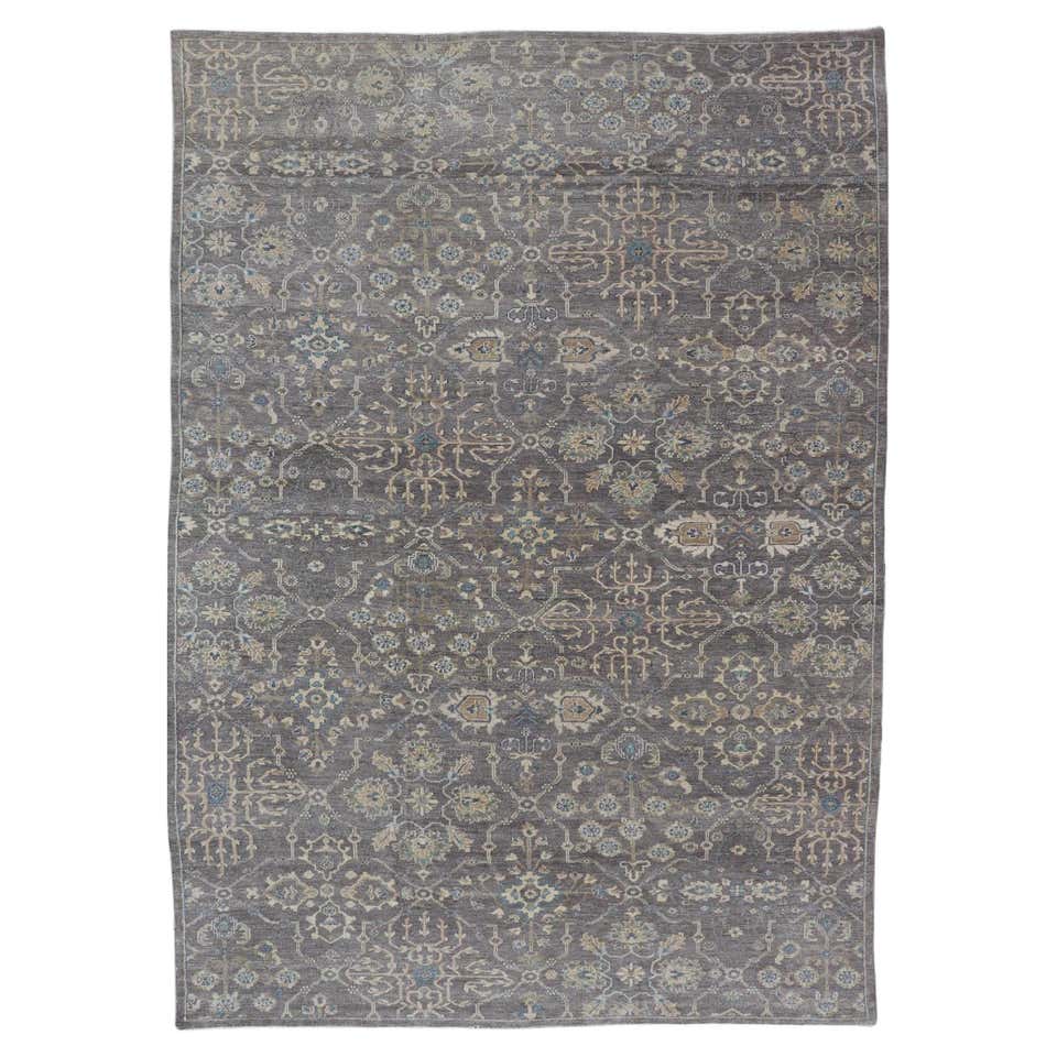 Modern Abstract Rug with Silver Gray and Blue All-Over Pattern by Rug ...