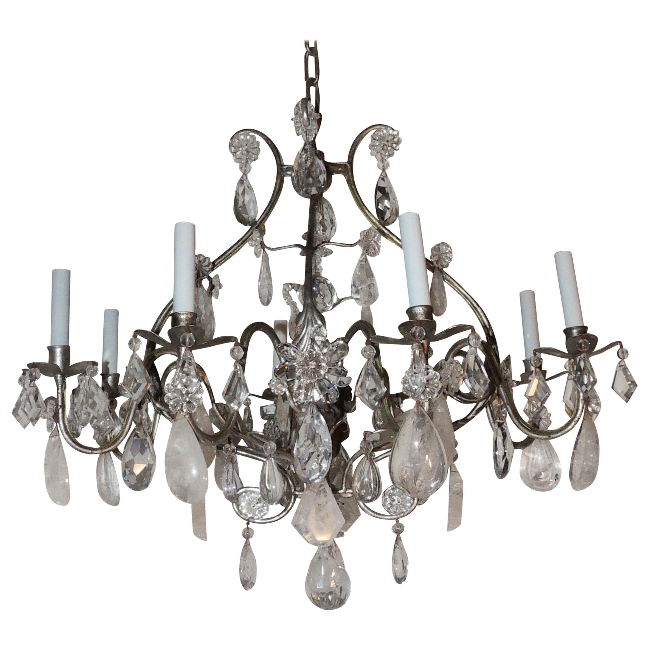 Transitional Silvered Gilt Bagues Eight-Light Rock Crystal Jansen  Chandelier For Sale at 1stDibs | transitional crystal chandeliers