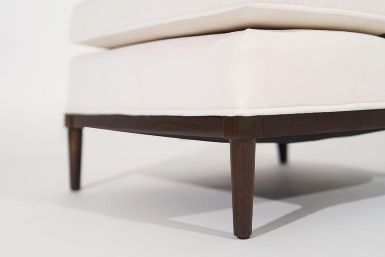 Transitional Slipper Chairs in Ivory Mohair, circa 1950s For Sale at