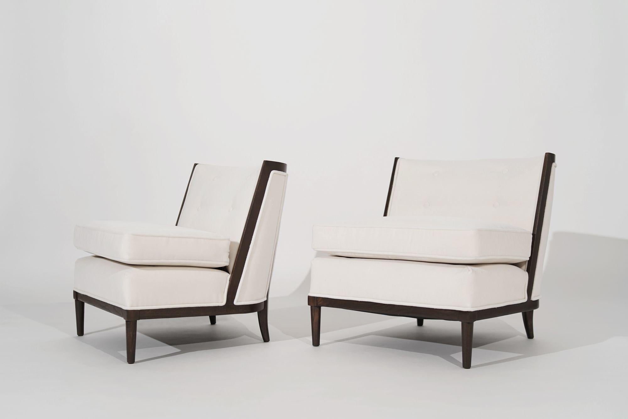 Übergangs-Sessel aus elfenbeinfarbenem Mohair, ca. 1950er Jahre (Moderne der Mitte des Jahrhunderts) im Angebot