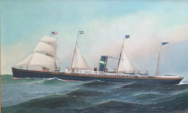Transitional Steamship Veendam By Antonio Jacobsen At 1stdibs