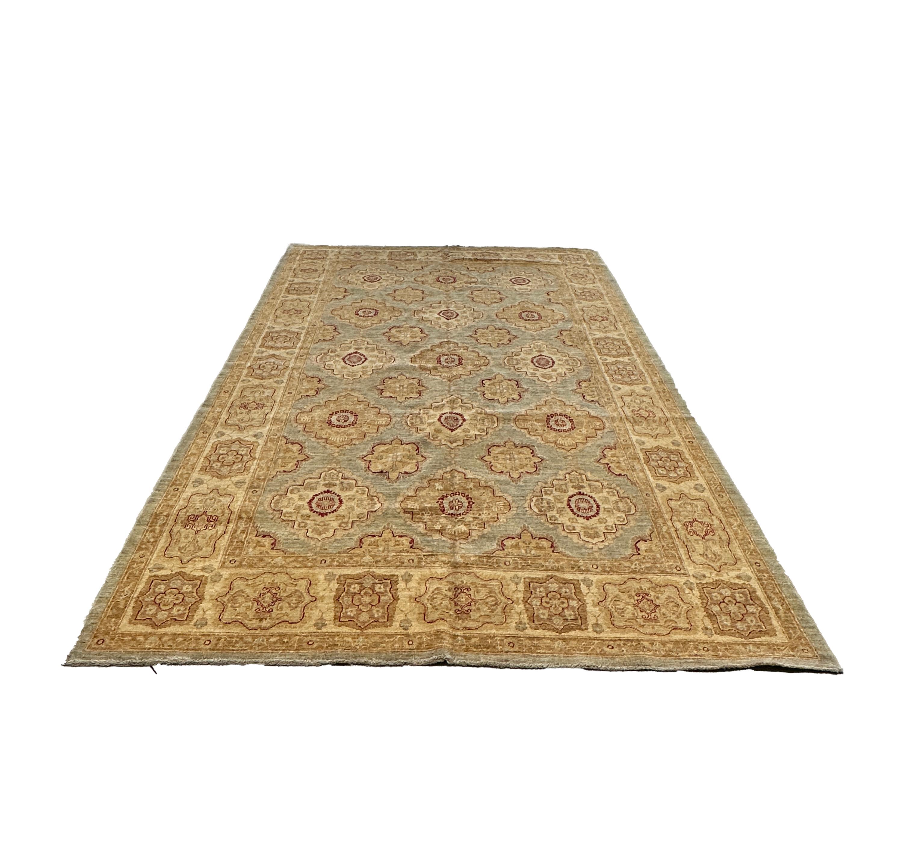 Tapis de style transitionnel or, bleu et rouge 6x9 Neuf - En vente à West Hollywood, CA