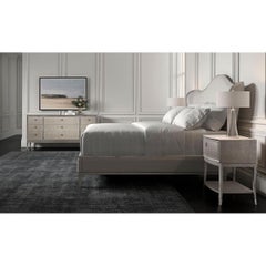 Transitional Style Upholstered King Bed in Silver