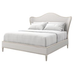 Transitional Style Upholstered King Bed in Silver