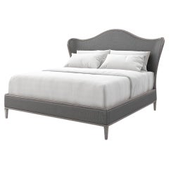 Transitional Style Upholstered King Bed - Sea Smoke