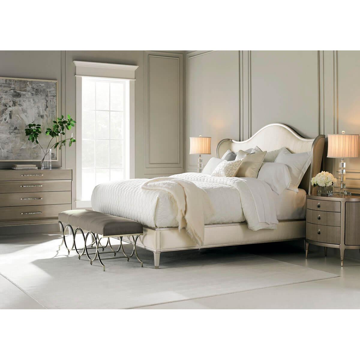 Transitional Style Upholstered Queen Bed For Sale 1