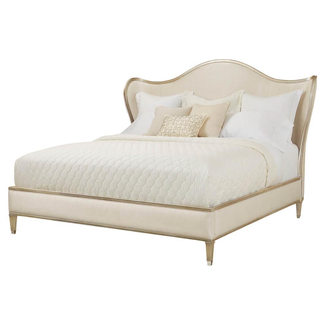 Transitional Style Upholstered Queen Bed For Sale