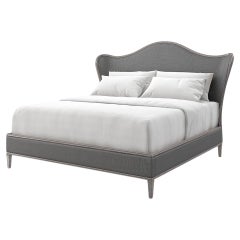 Transitional Style Upholstered Queen Bed - Sea Smoke