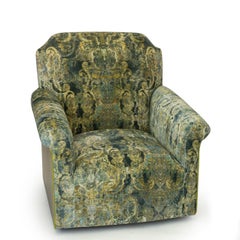 Barrel Swivel Chair with Walnut Veneer Exterior Back, Customizable