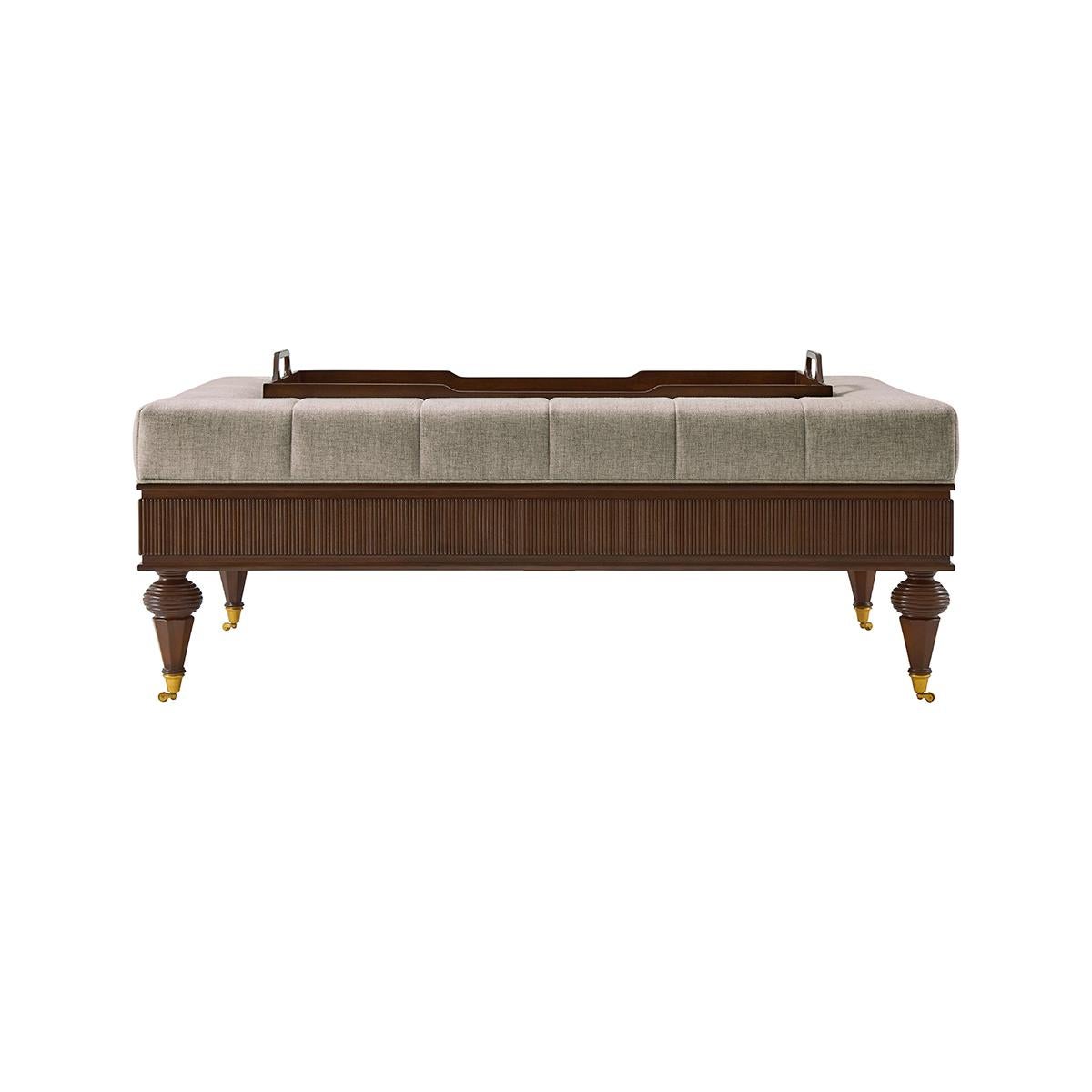 Vietnamese Transitional Tray Top Cocktail Ottoman