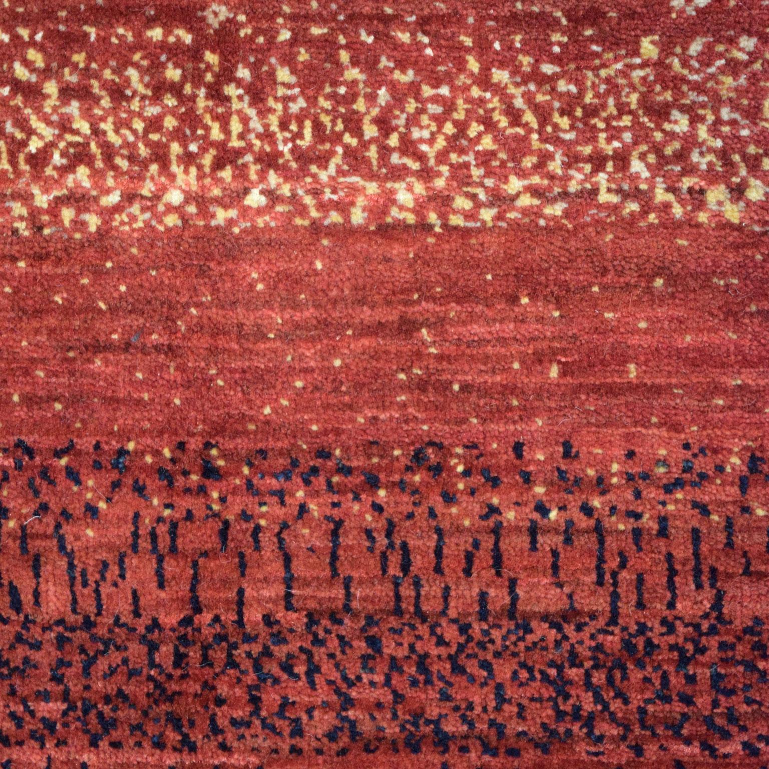 Laine Tapis persan scénique transitionnel et tribal rouge, noué à la main, 4' x 6' en vente