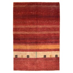 Transitional and Tribal Scenic Persian Wool Rug, 4' x 6'