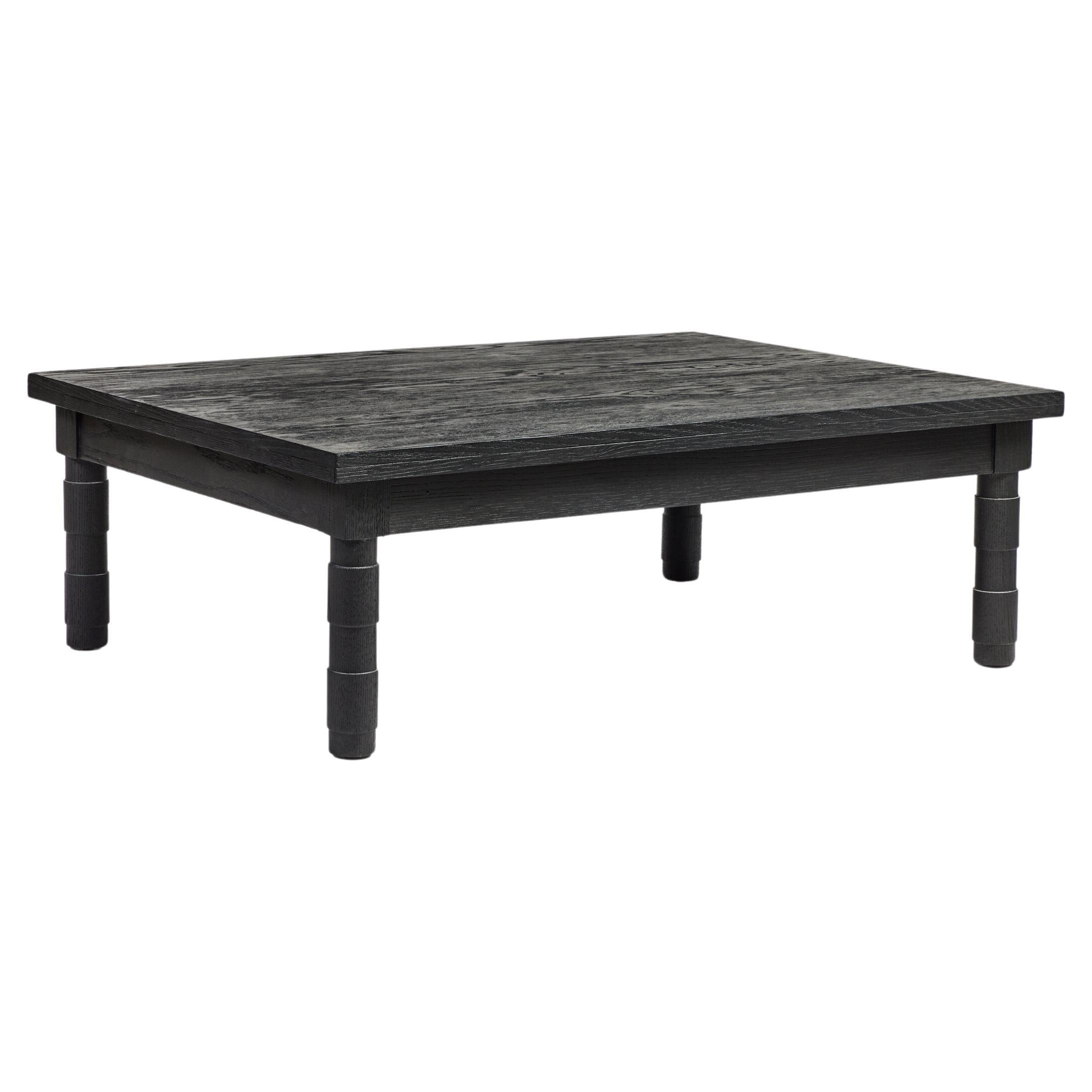 Transitional Turned Leg Jenks Coffee Table Ebony on Oak by Martin and Brockett