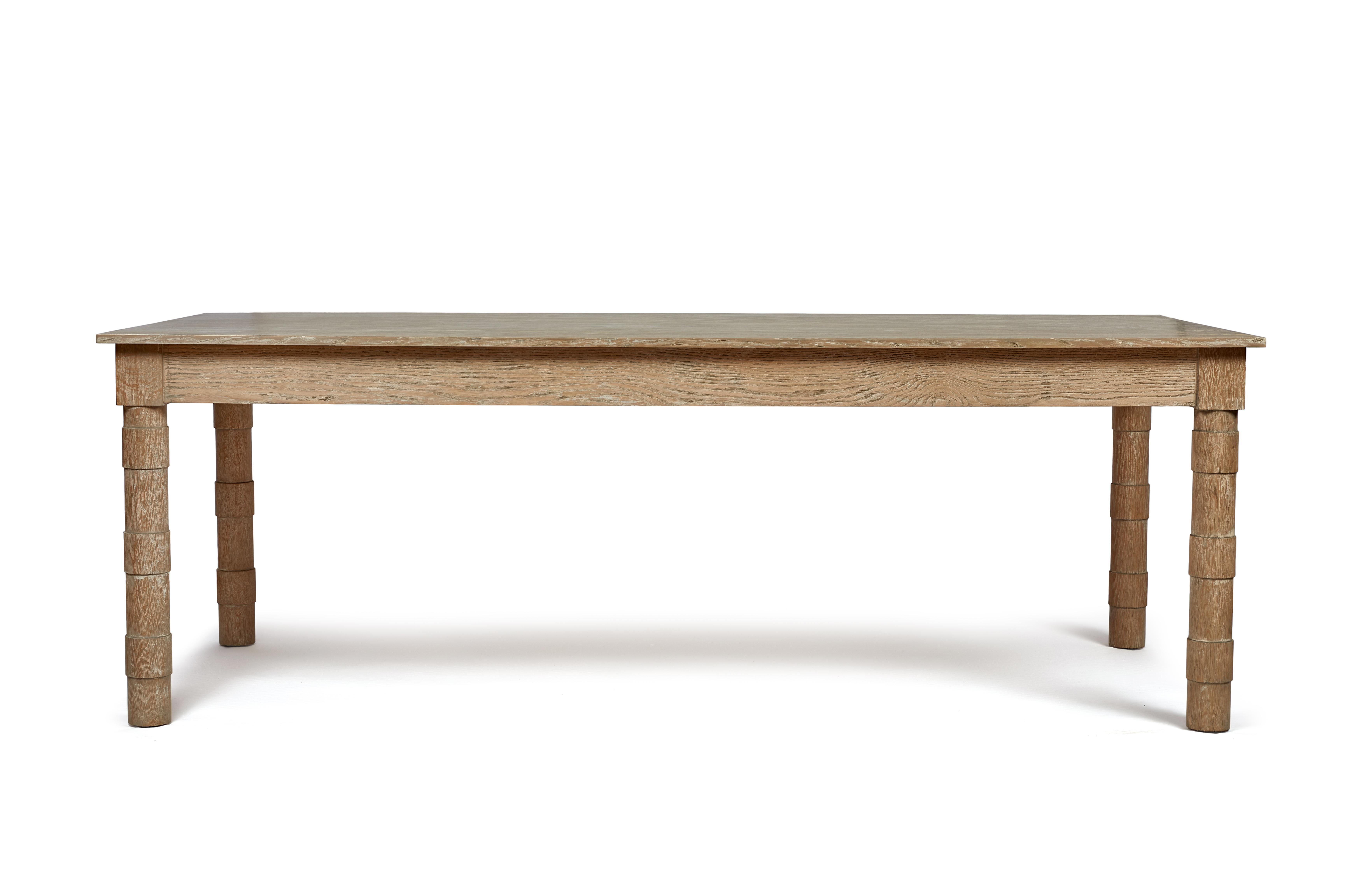 American Transitional Turned Leg Jenks Dining Table in Tanned Oak by Martin and Brockett For Sale