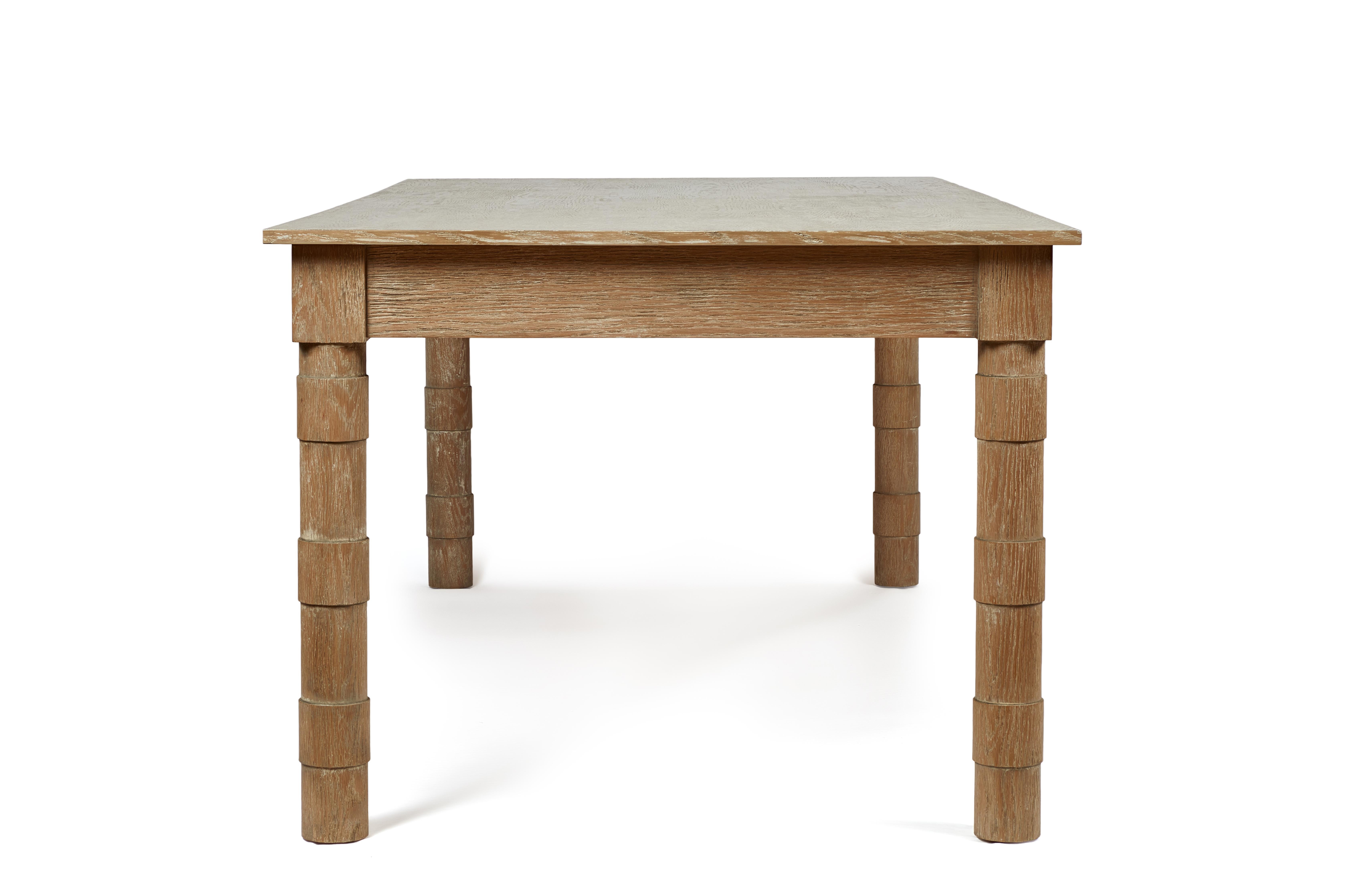 Modern Transitional Turned Leg Jenks Dining Table in Tanned Oak by Martin and Brockett For Sale