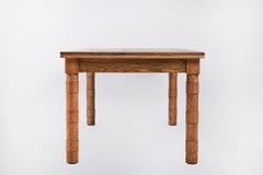 Transitional Turned Leg Jenks Dining Table in Tanned Oak by Martin and Brockett