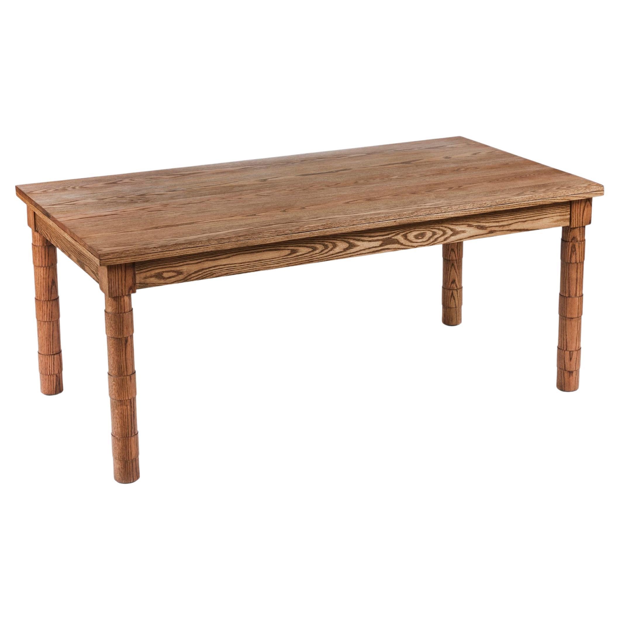 Transitional Turned Leg Jenks Dining Table in Tanned Oak by Martin and Brockett