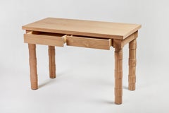 Transitional Turned Leg Jenks Writing Desk in Oak by Martin and Brockett
