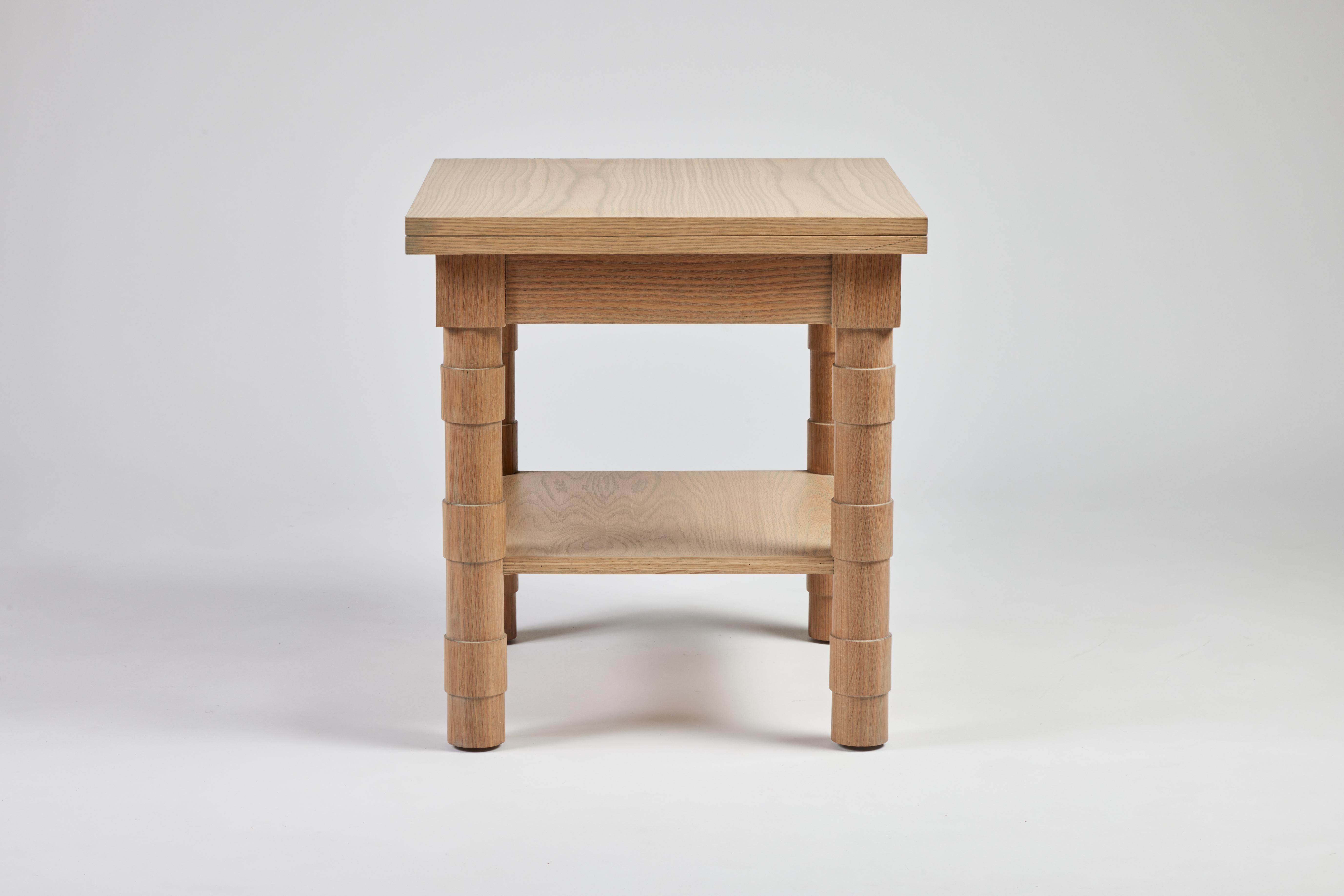 American Transitional Turned Leg Jenks Side Table in Oak by Martin and Brockett For Sale