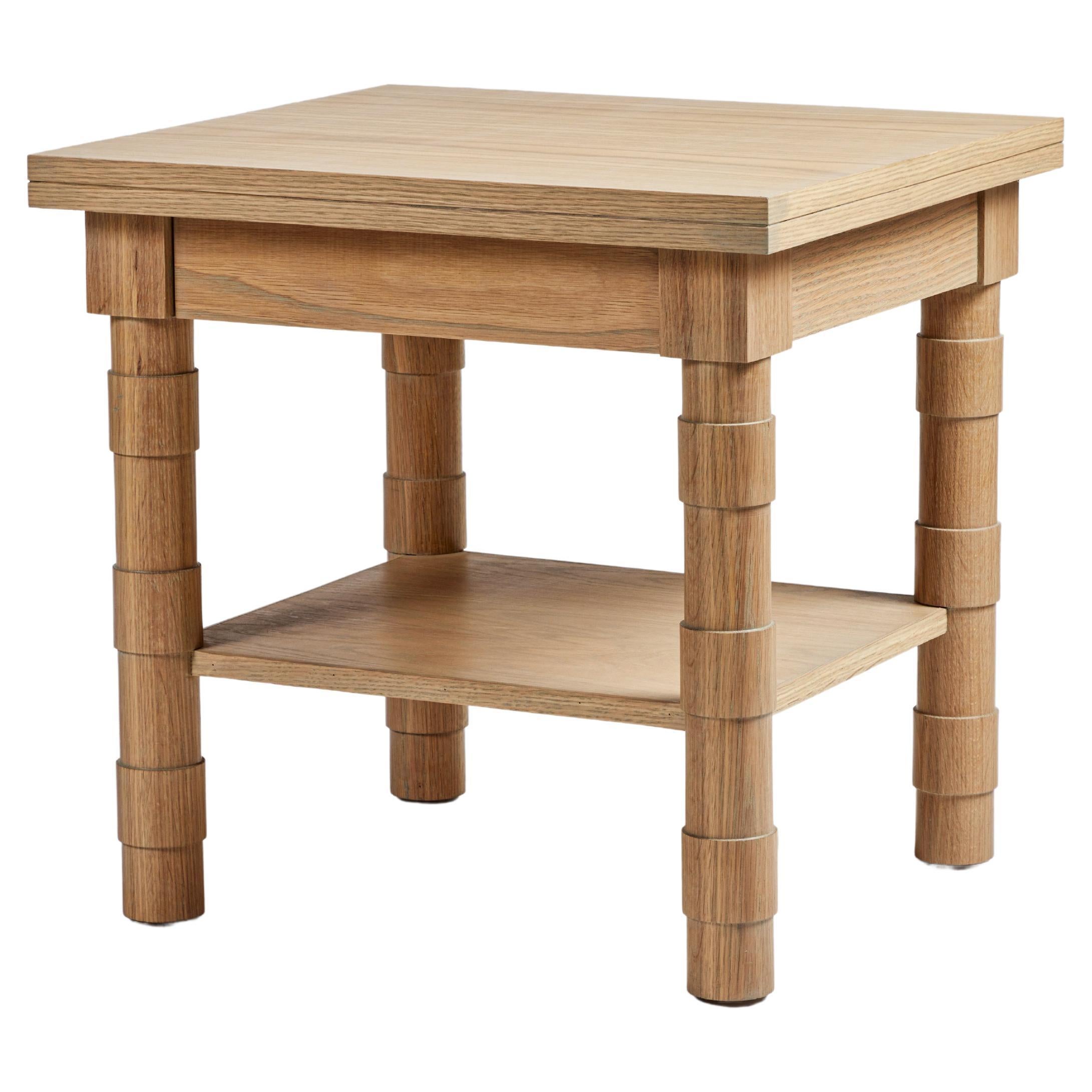 Transitional Turned Leg Jenks Side Table in Oak by Martin and Brockett For Sale