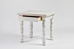 Transitional Turned Leg Jenks Side Table in Oak by Martin and Brockett