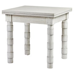 Transitional Turned Leg Side Table in Oak by Martin and Brockett, Italian Gray