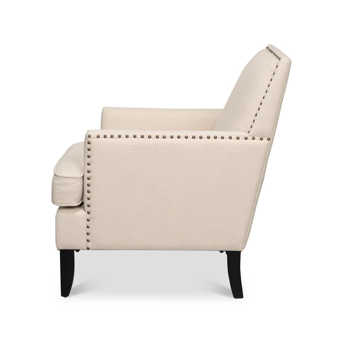 Modern Transitional Upholstered Armchair For Sale