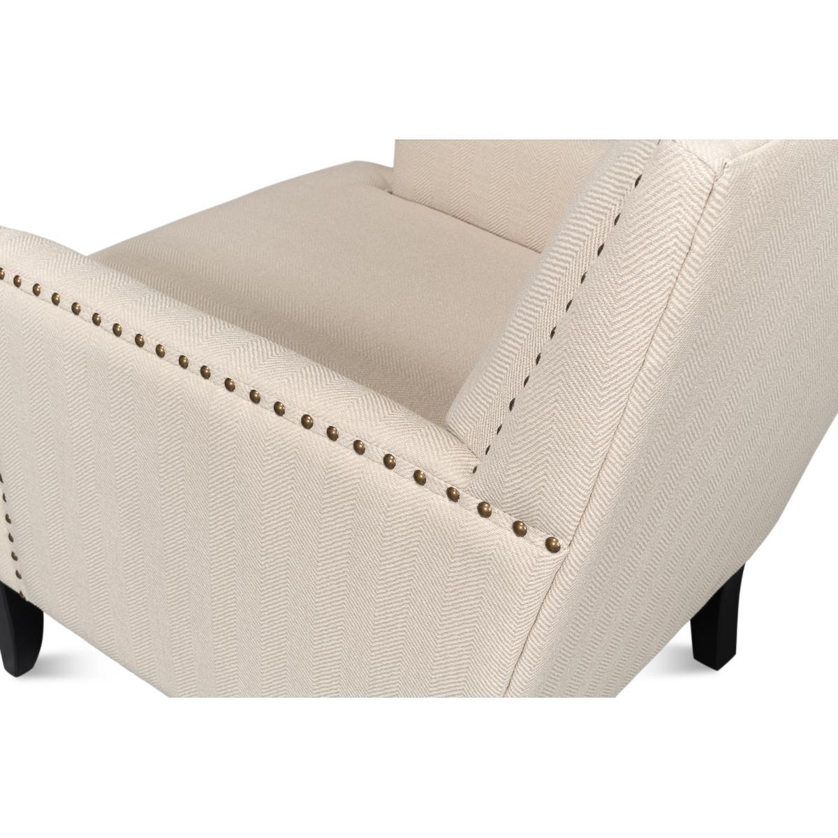 Contemporary Transitional Upholstered Armchair For Sale