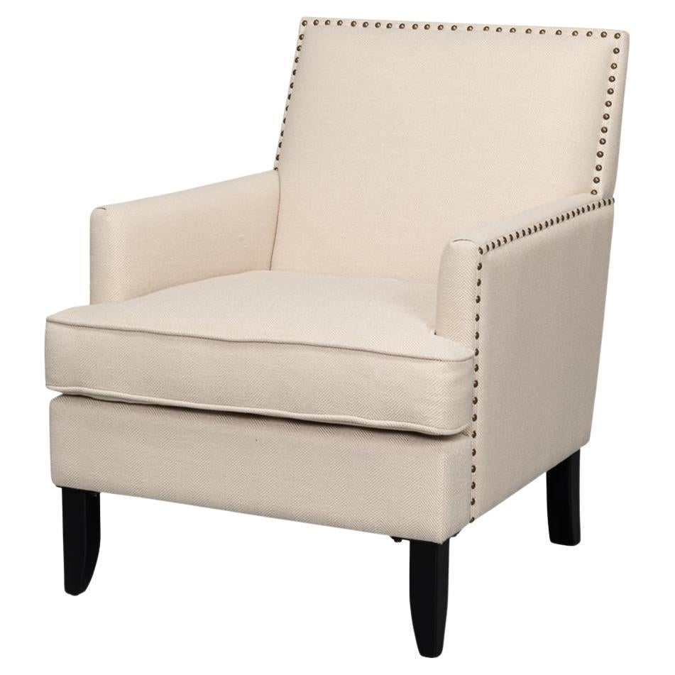 Transitional Upholstered Armchair For Sale