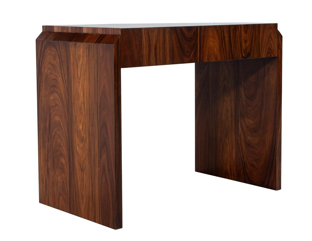 Metal Transitional Walnut Vanity Console Table For Sale
