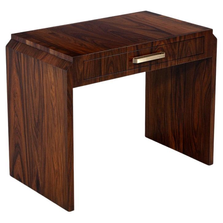 Transitional Walnut Vanity Console Table For Sale