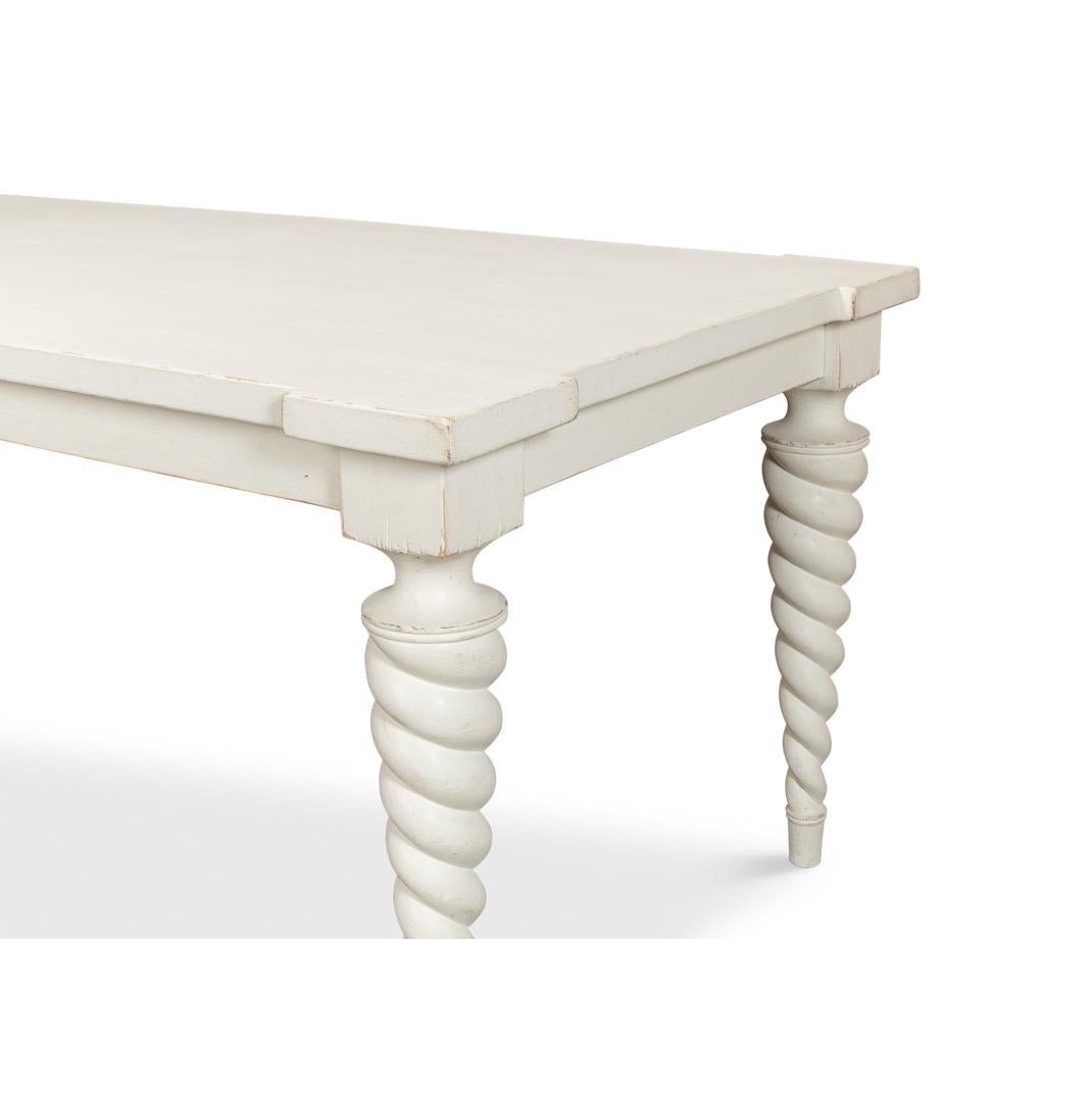 Table de salle à manger transitionnelle blanche en vente 3