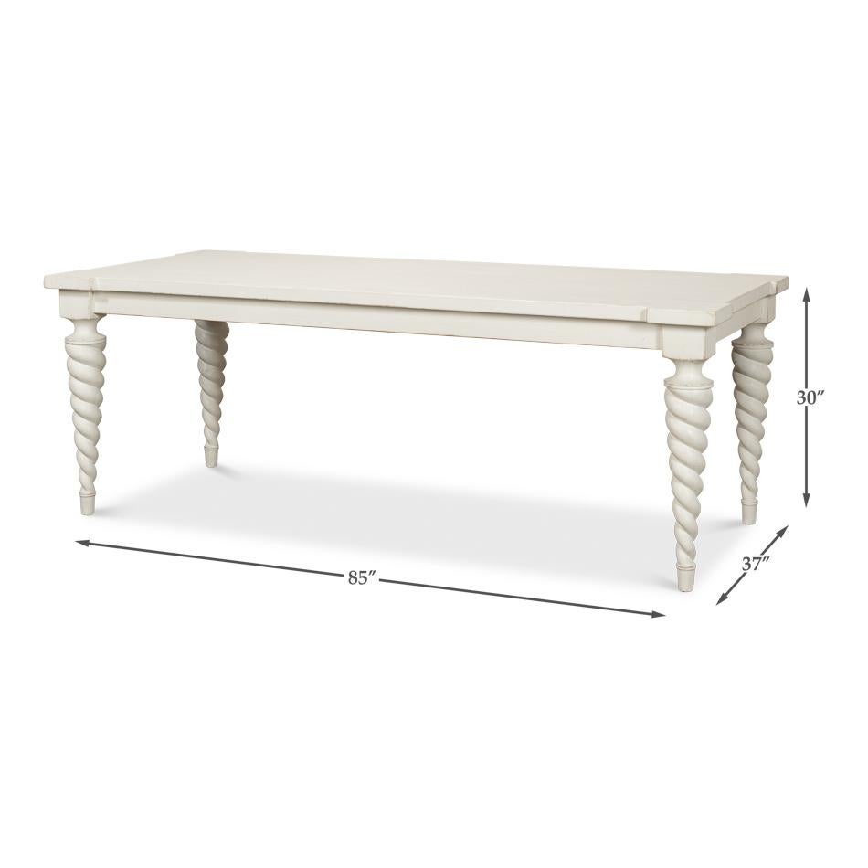Transitional White Dining Table For Sale 4
