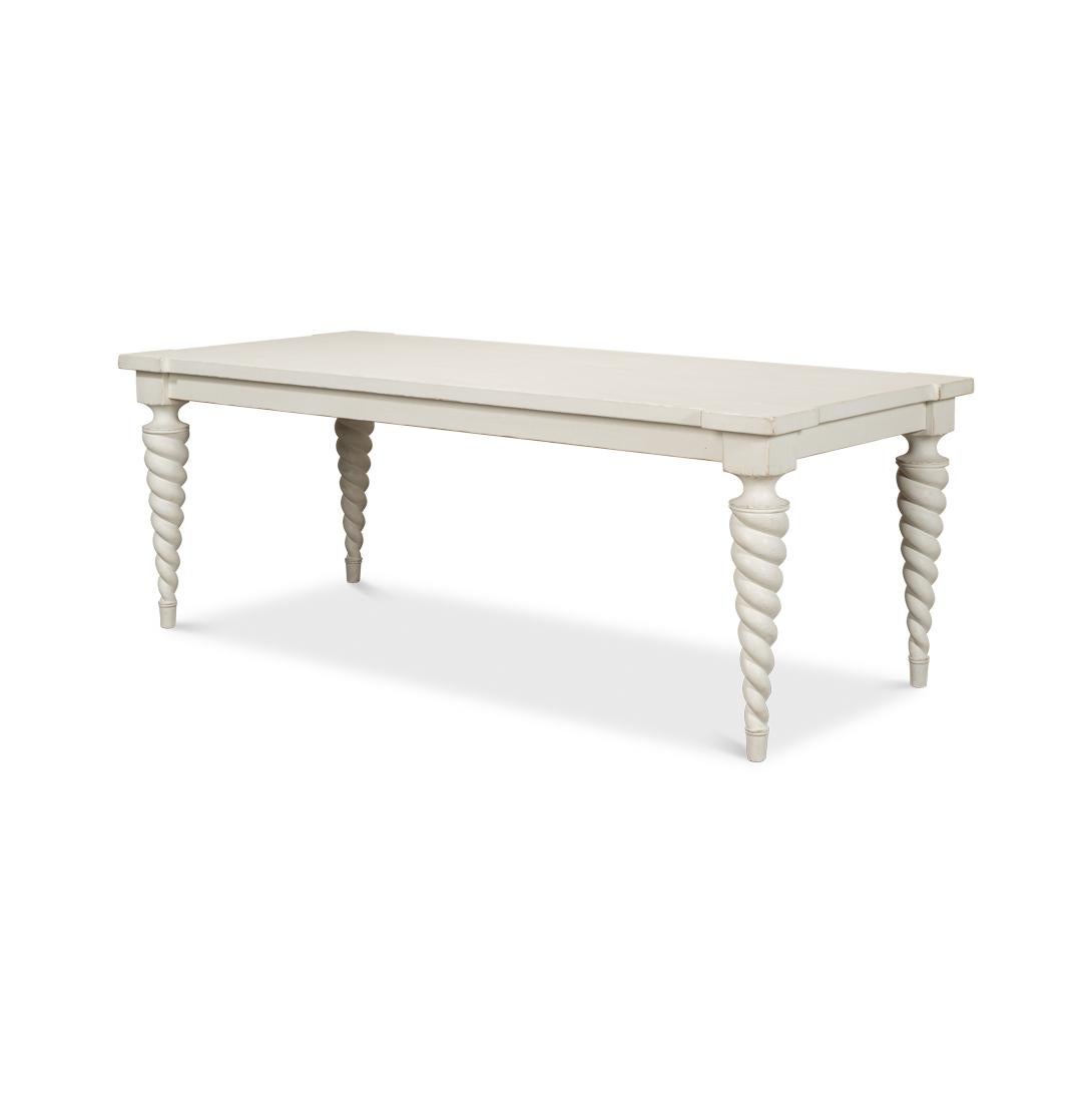 Rustic Transitional White Dining Table For Sale