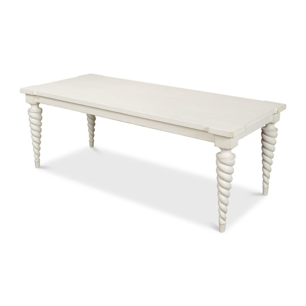 Asian Transitional White Dining Table For Sale