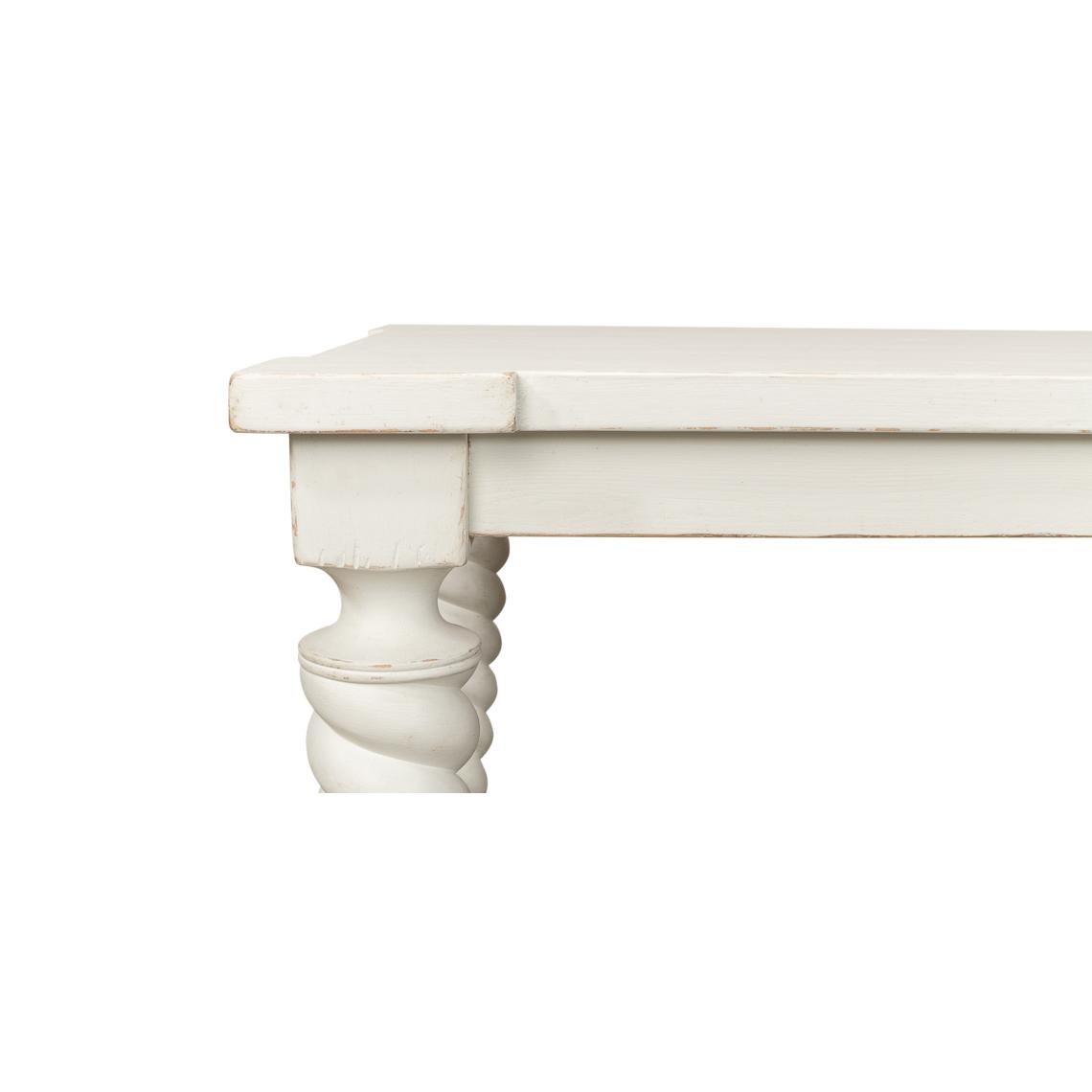 Contemporary Transitional White Dining Table For Sale