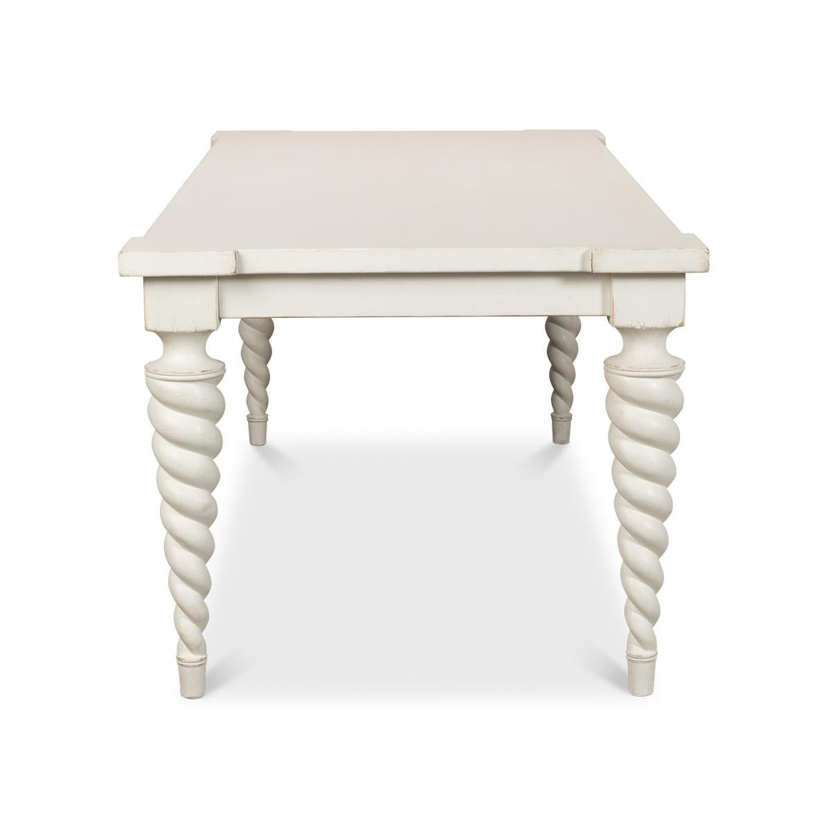 Wood Transitional White Dining Table For Sale