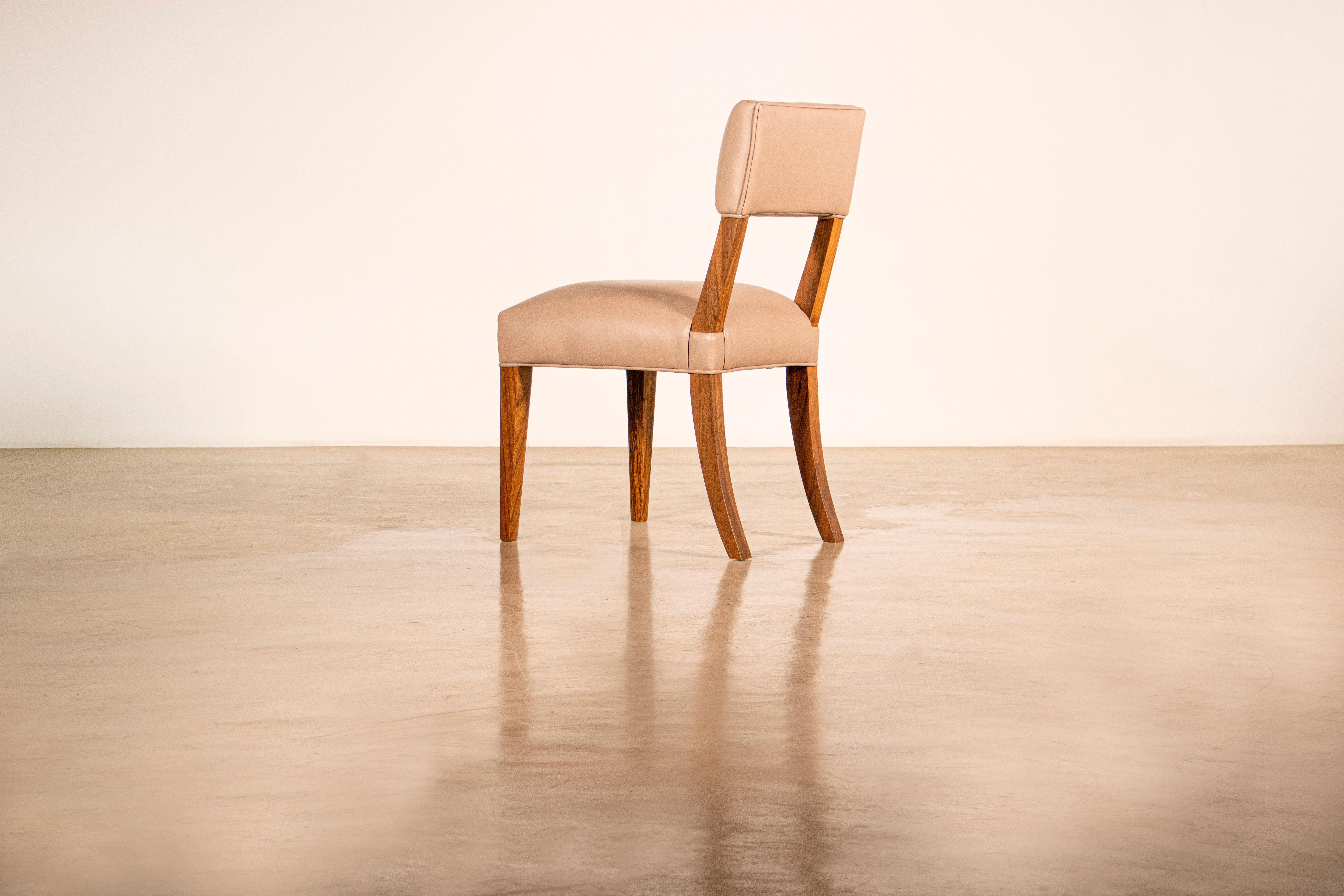 Modern Transitional Wood Dining Chair in Leather or COM/COL from Costantini, Neto For Sale