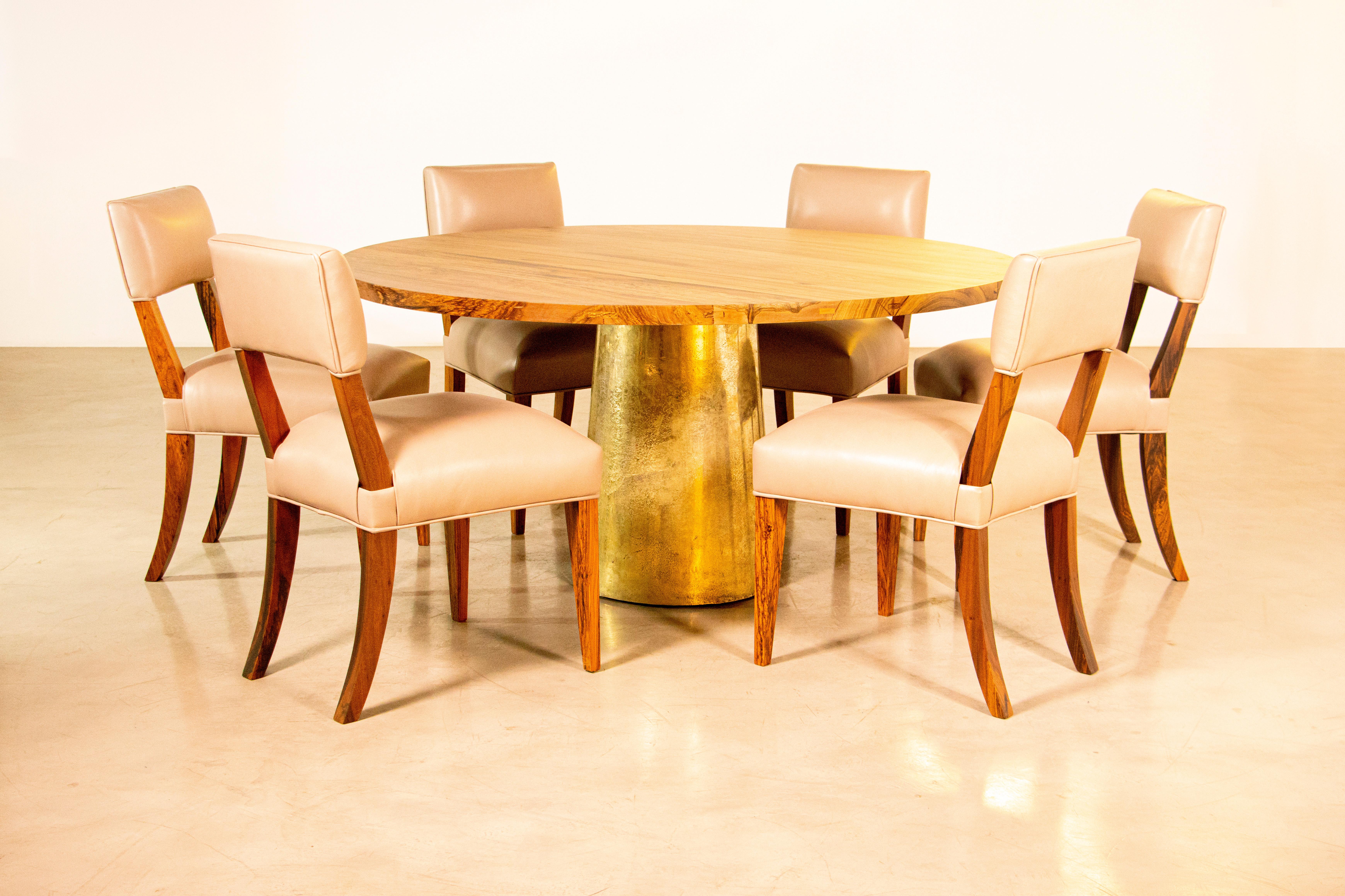 Contemporary Transitional Wood Dining Chair in Leather or COM/COL from Costantini, Neto For Sale