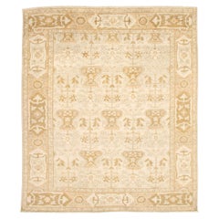 Persischer Oushak-Teppich aus Wolle im Übergangsstil, Creme, Taupe und Hellbraun,  8' x 10'