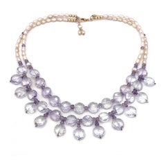 Translucent Amethyst, Pearl and 14K Rose Gold-Filled Double Strand Necklace
