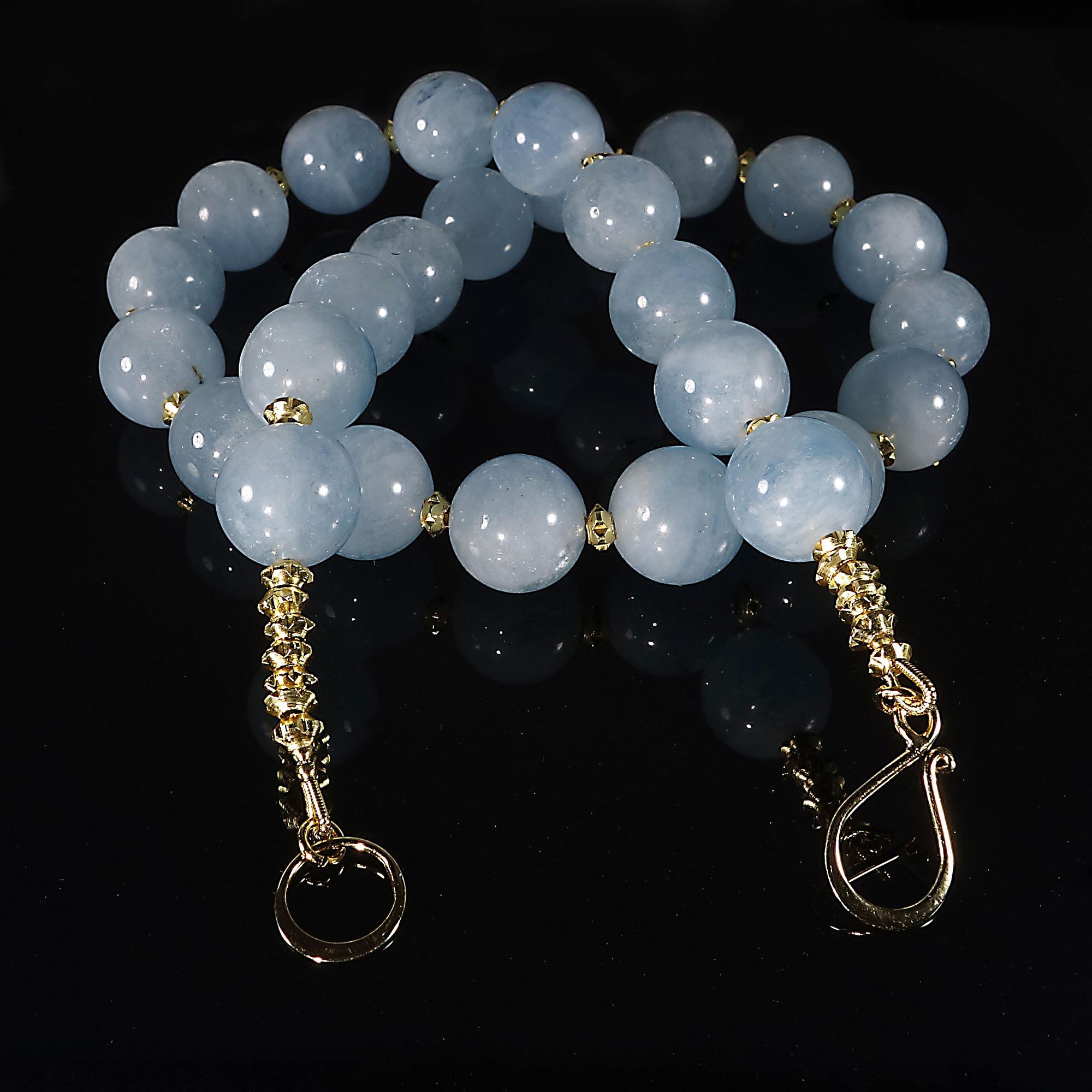 Gemjunky Translucent Aquamarine Choker Necklace with Gold Accents 1