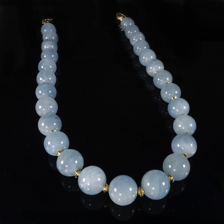 Gemjunky Translucent Aquamarine Choker Necklace with Gold Accents at ...